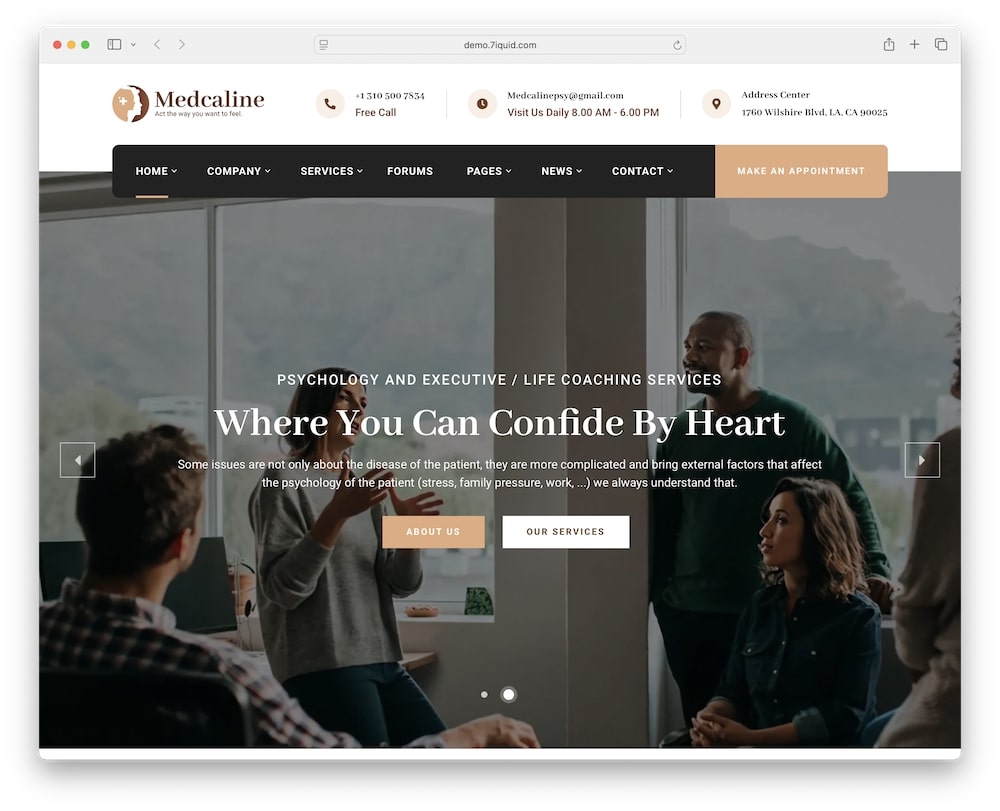 medcaline mental health wordpress theme