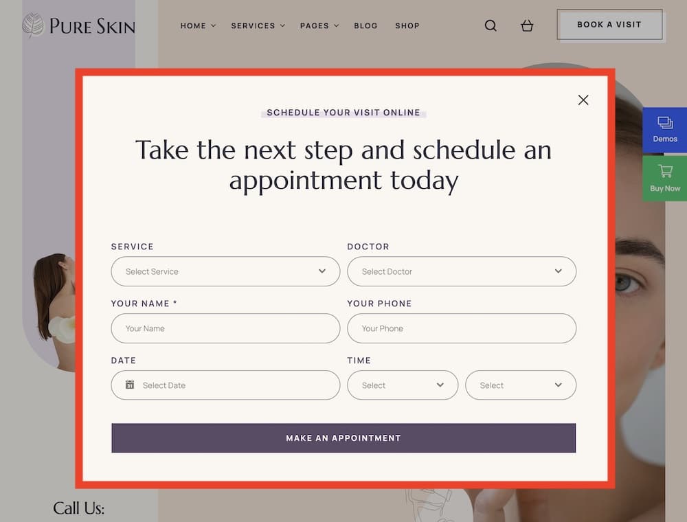 medical dermatology website needs