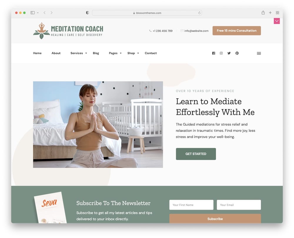 meditation coach free wordpress theme