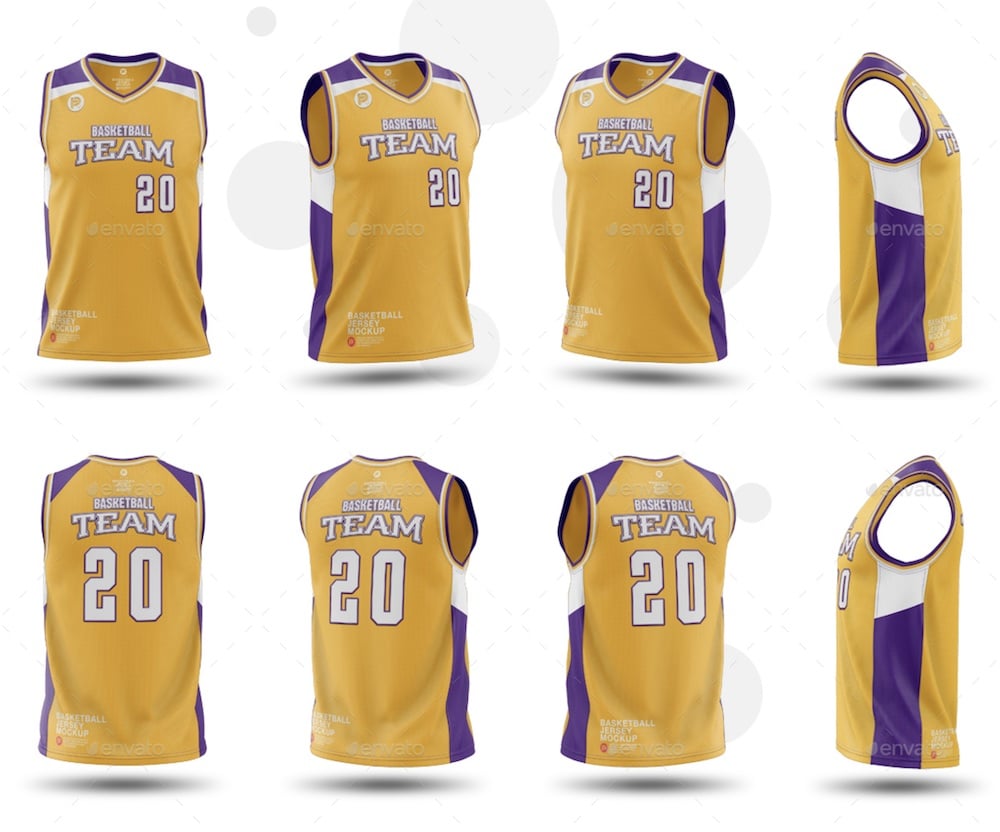 Basketball Jersey Uniforms Set Mockup Template, Graphic Templates