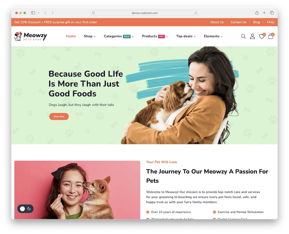 meowzy wordpress theme features