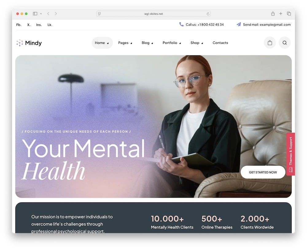 mindy mental health wordpress theme