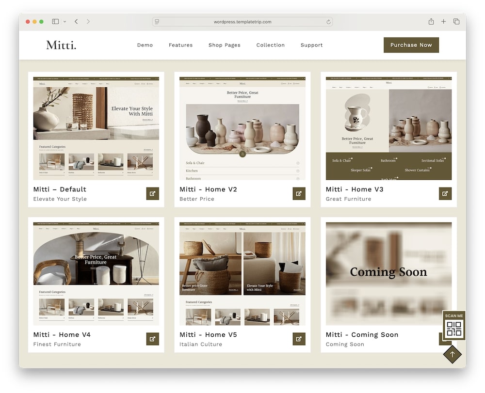 mitti wordpress theme predefined home page demos