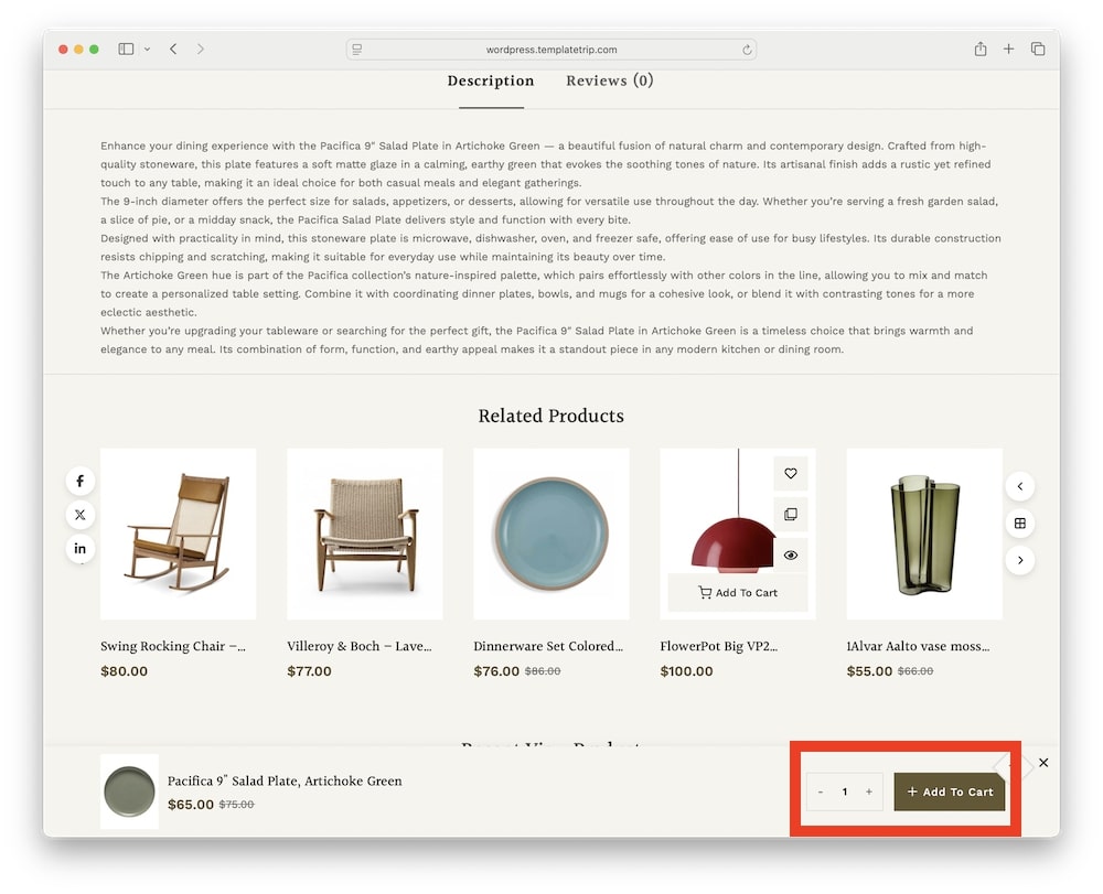 mitti wordpress theme sticky add to cart bar