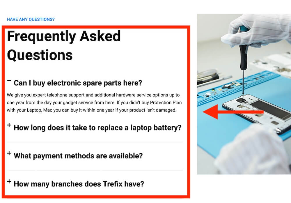 mobile repair shop faq sections
