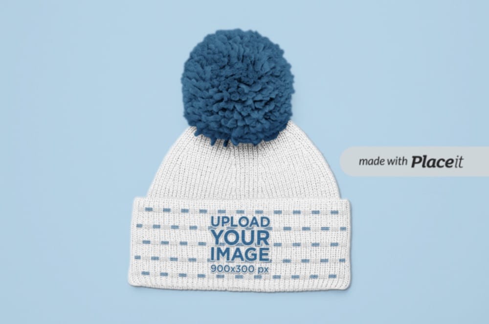 mockup of a pom pom beanie