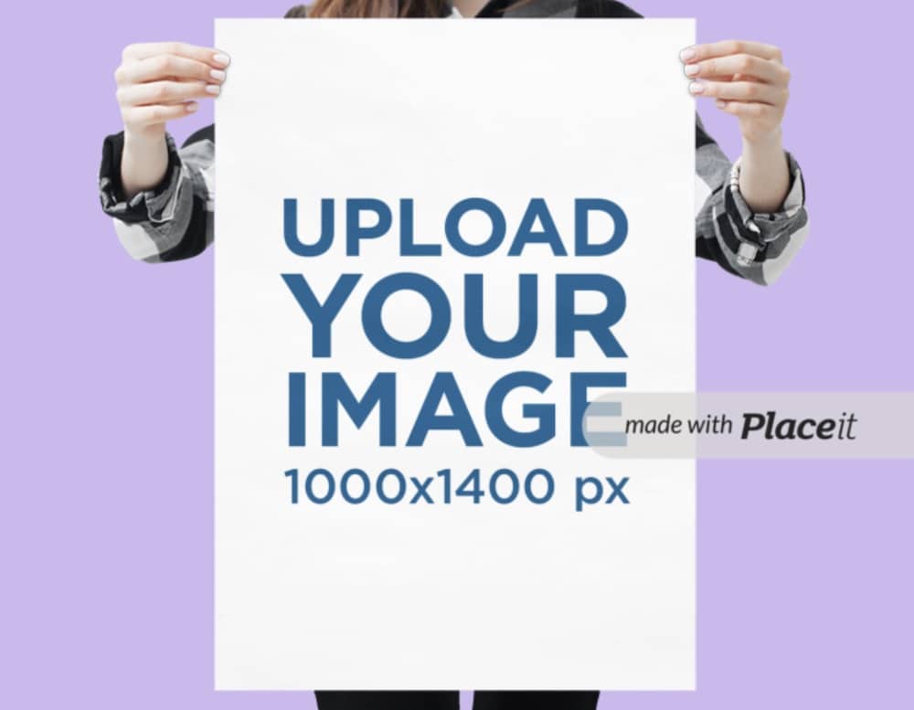 mockup of a woman holding a poster