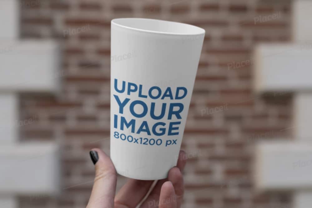 Eco Coffee Cup with Lid PSD Mockup, High Angle View – Original Mockups