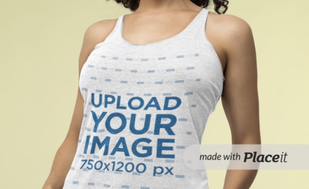 mockup of a woman in a bella canvas tank top