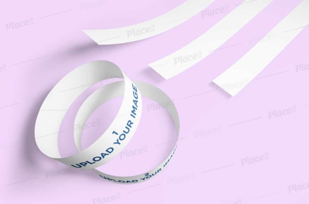 mockup of multiple paper wristbands