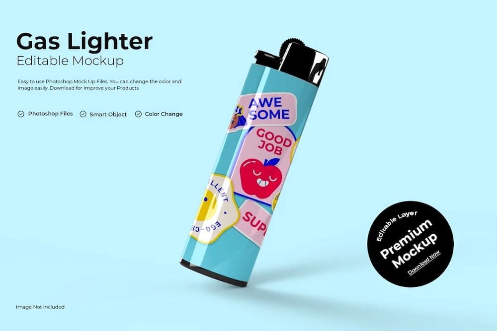 modern gas lighter mockup