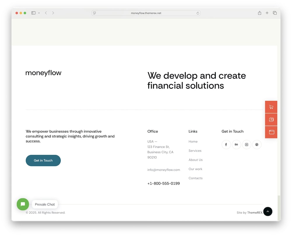 moneyflow wordpress theme header and footer builder