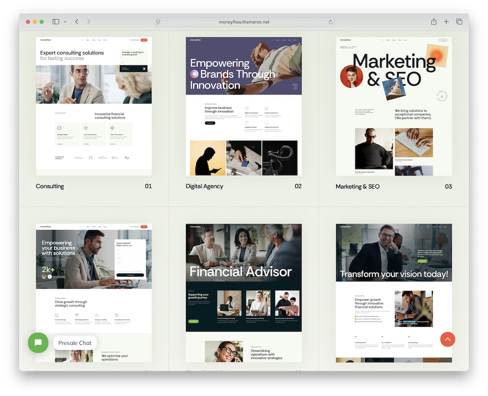 moneyflow wordpress theme predefined demos