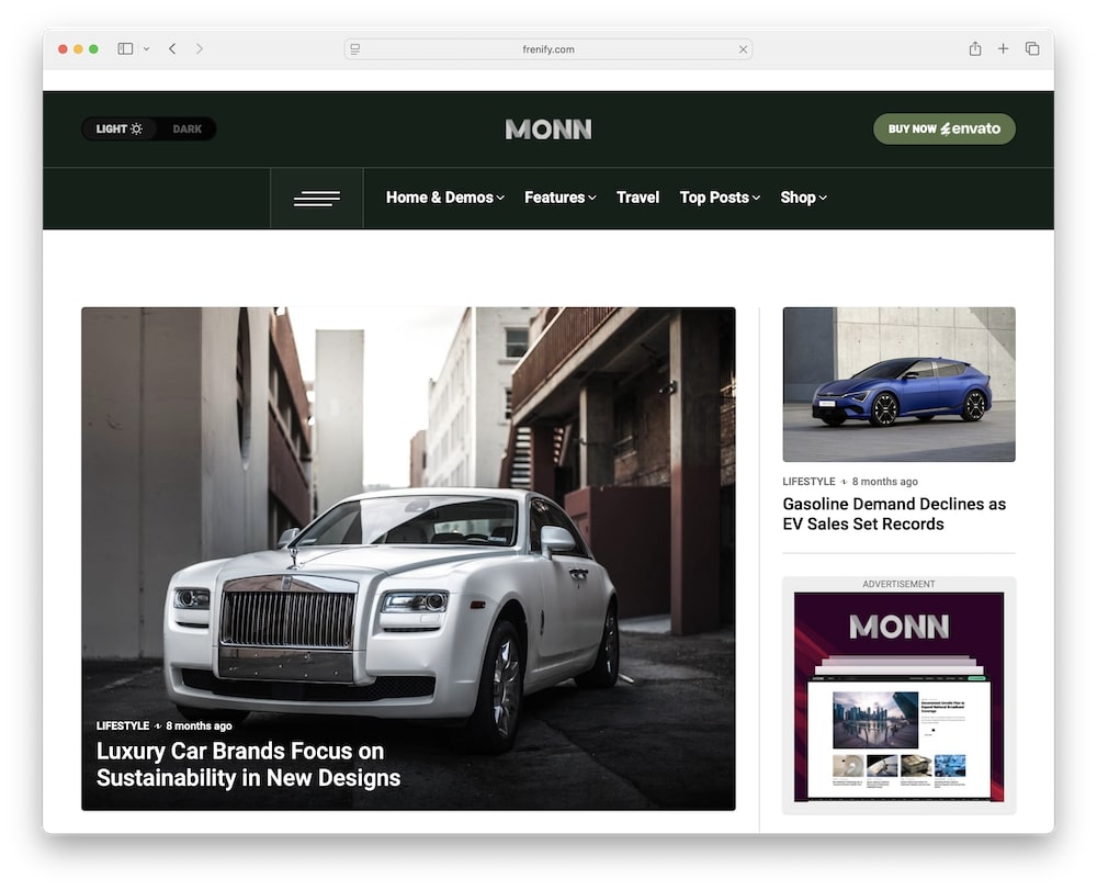 monn wordpress theme for blogs and online magazines
