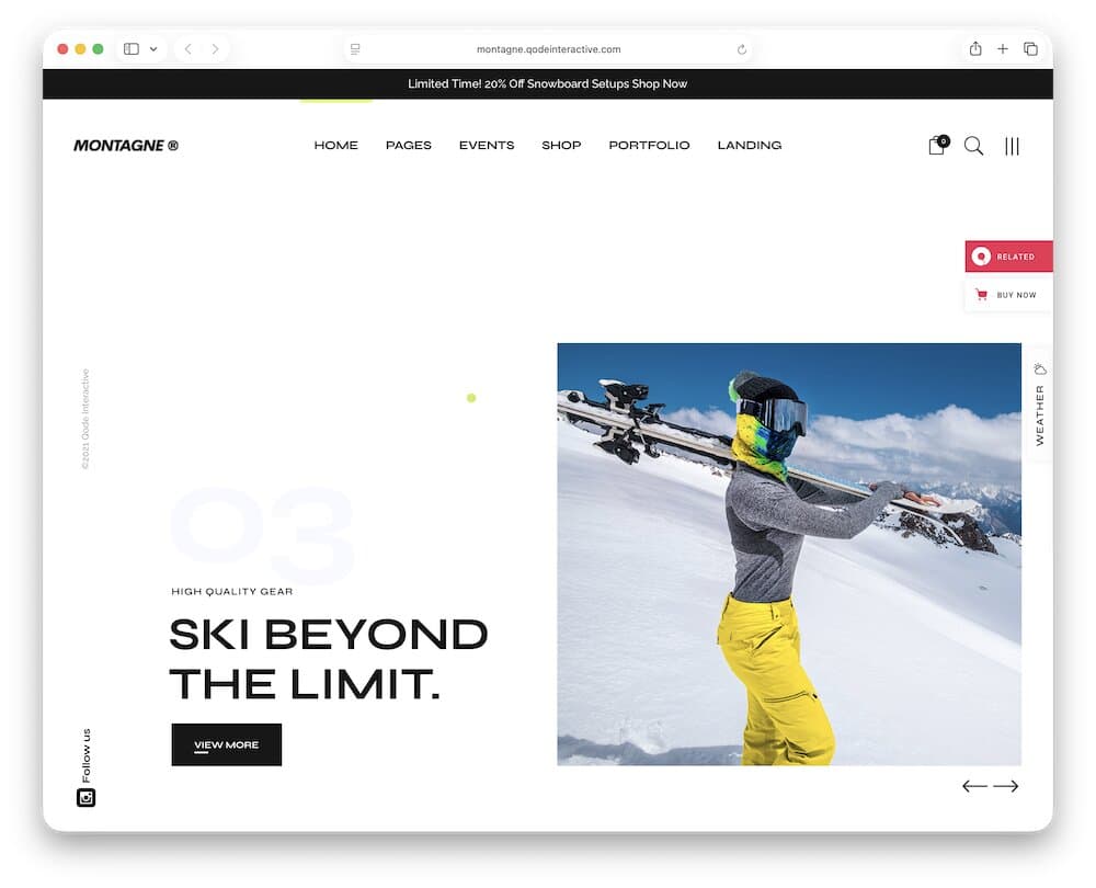 montagne ski snowboard wordpress theme