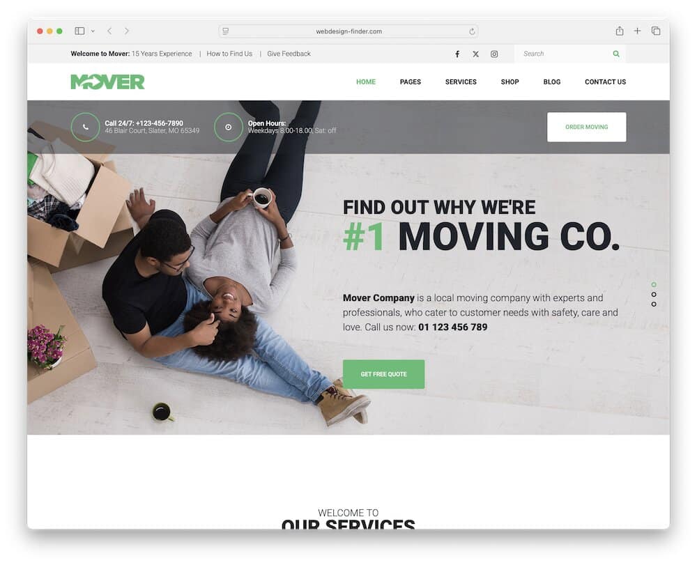 mover self storage wordpress theme
