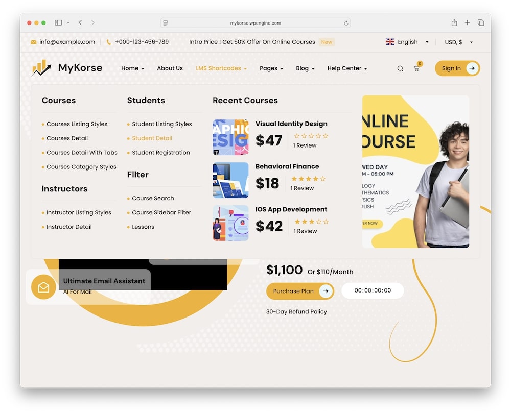 mykorse wordpress theme mega menu and shortcodes