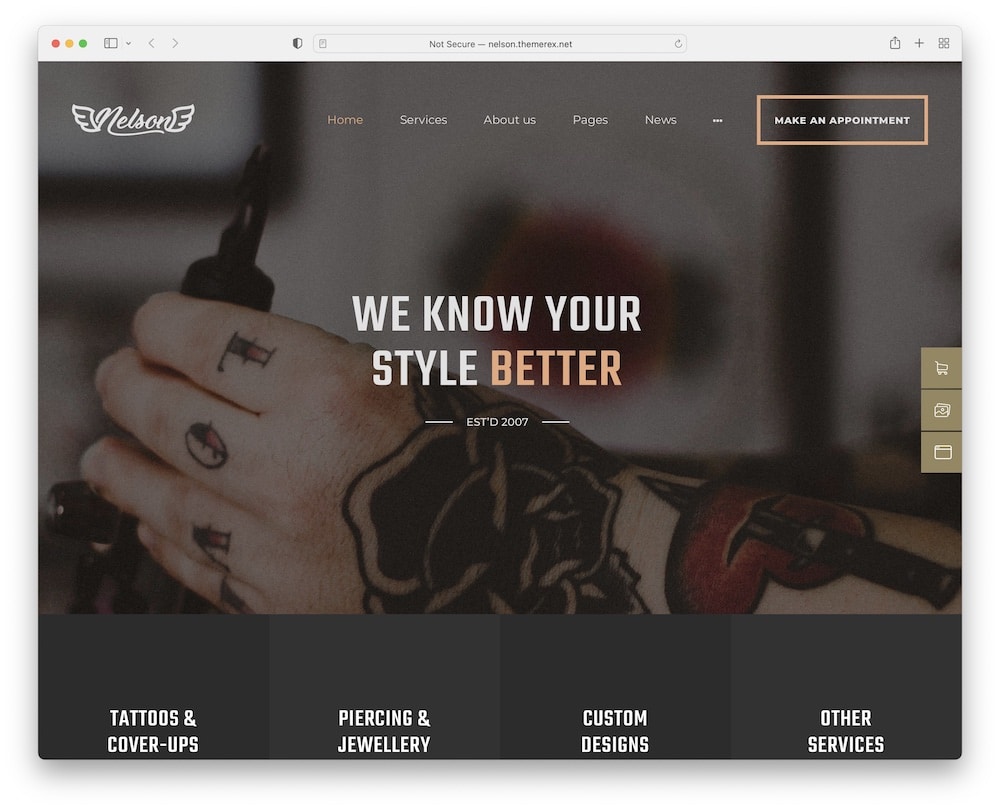 nelson tattoo salon wordpress theme