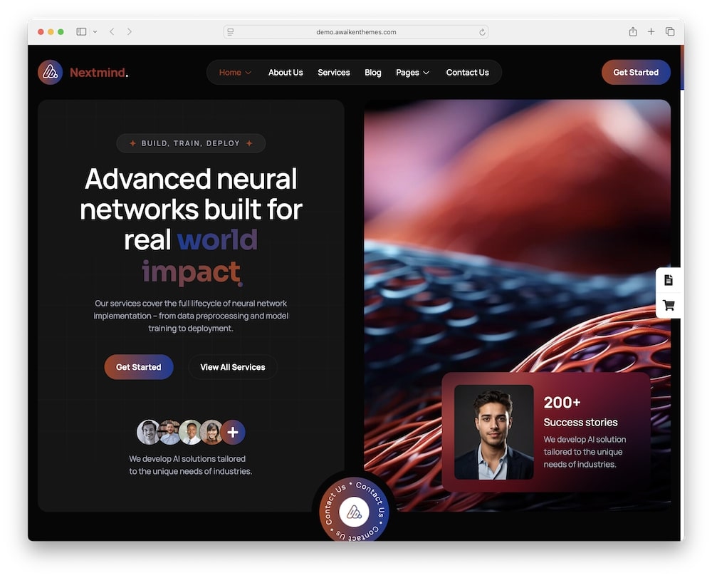 nextmind wordpress theme neural network pages