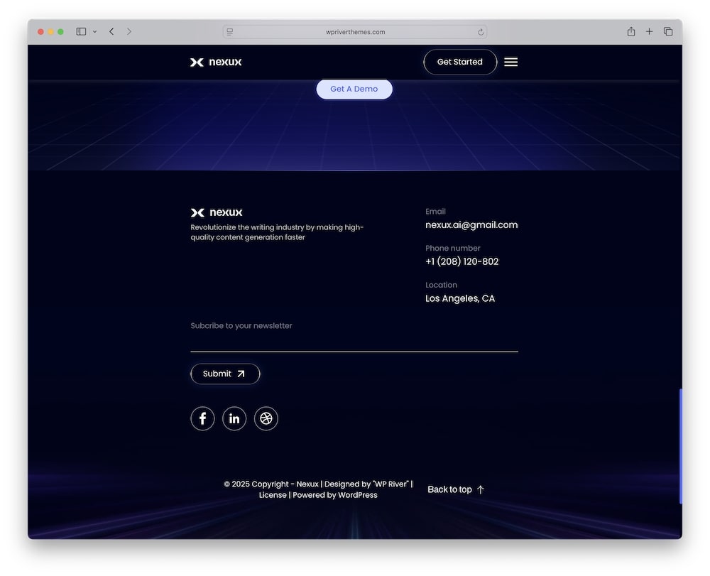 nexux wordpress theme test