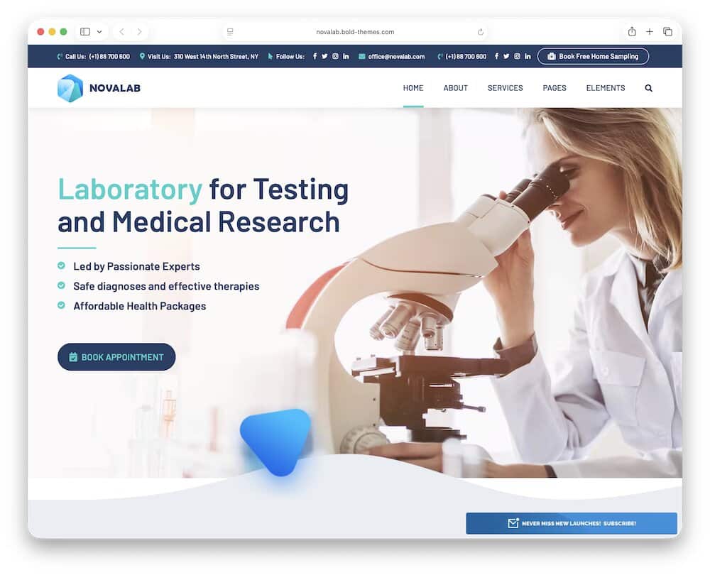 novalab laboratory wordpress theme