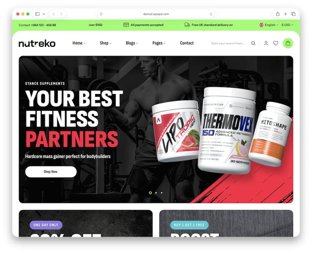 nutreko supplements wordpress theme