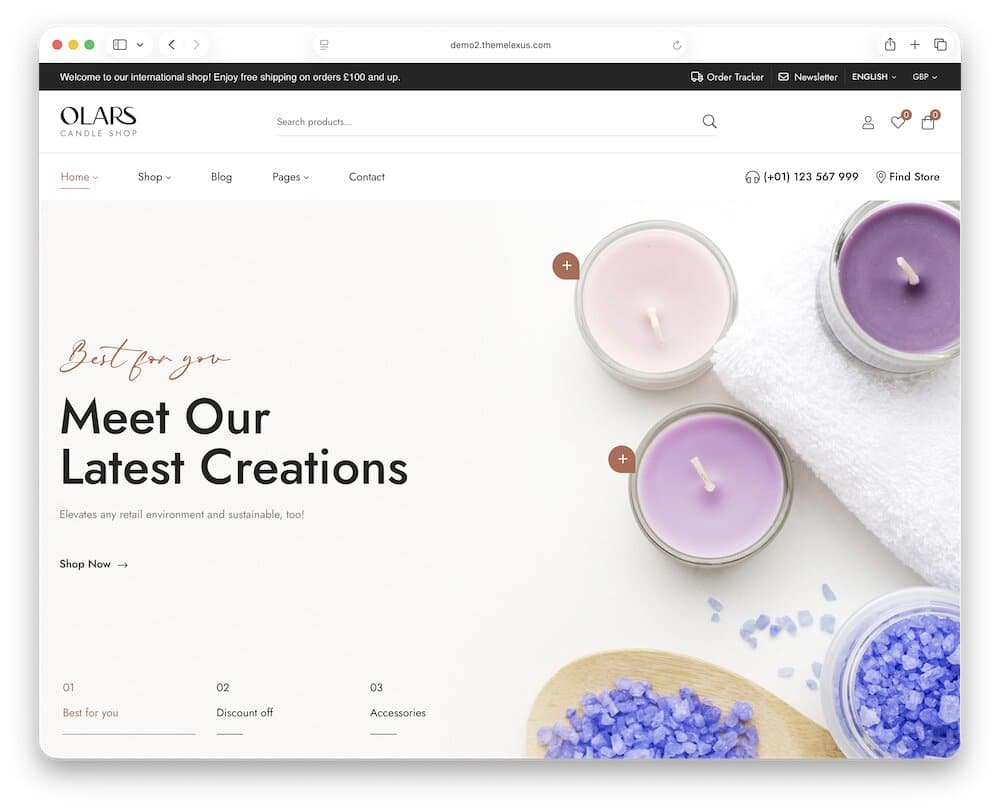 olars candle shop wordpress theme