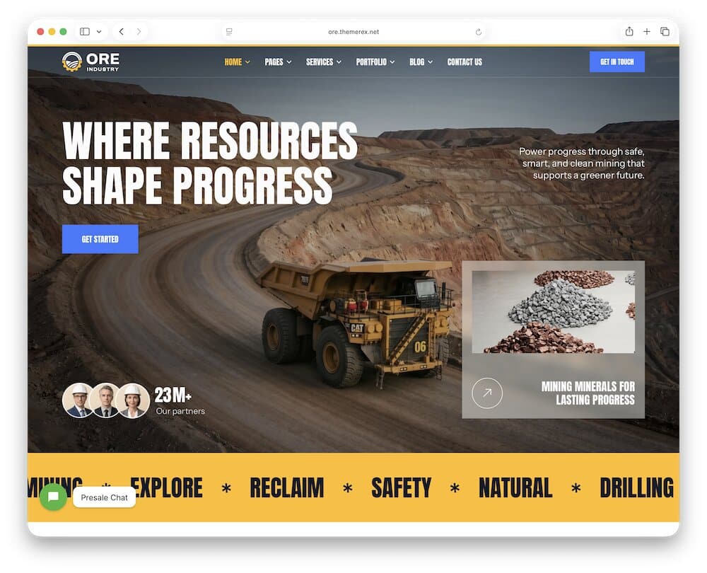 ore mining wordpress theme