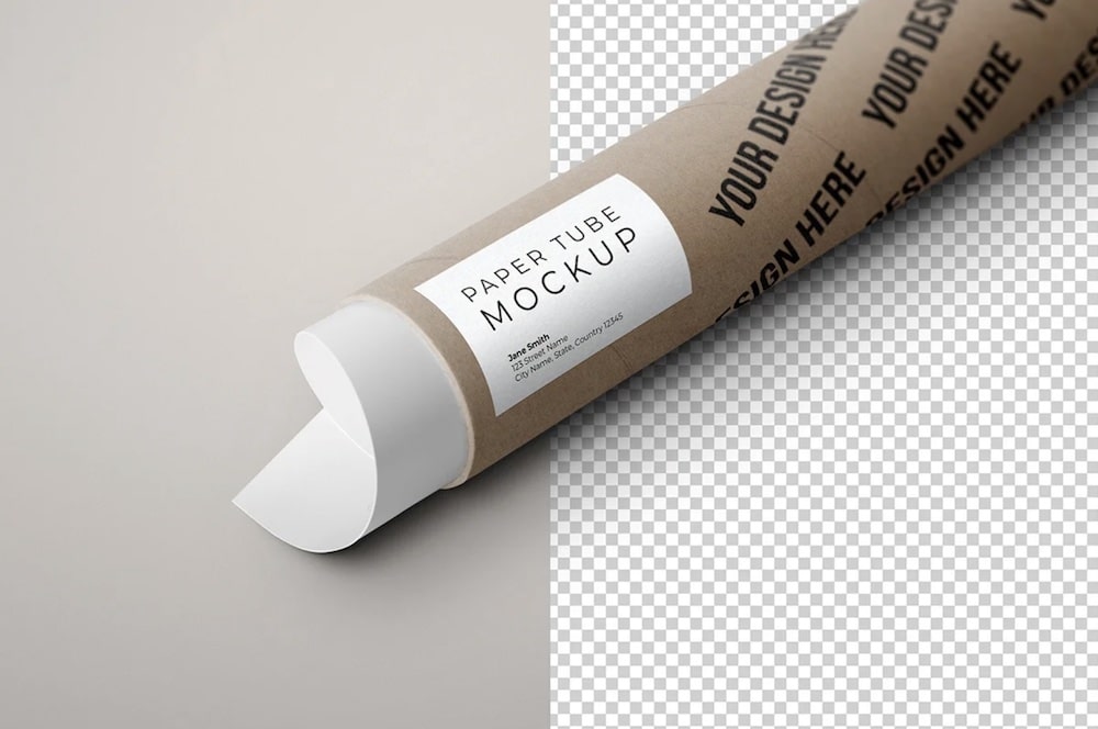 paper tube poster packaging mockup