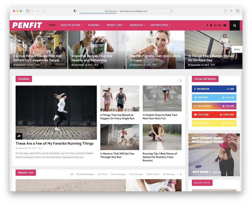 pennews fitness news wordpress theme