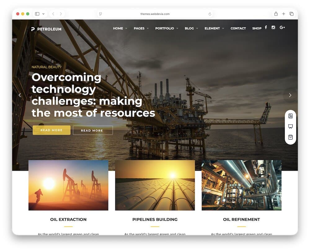 petroleum oil gas wordpress theme