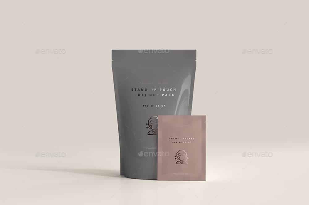 plastic pouch with sachet mockup