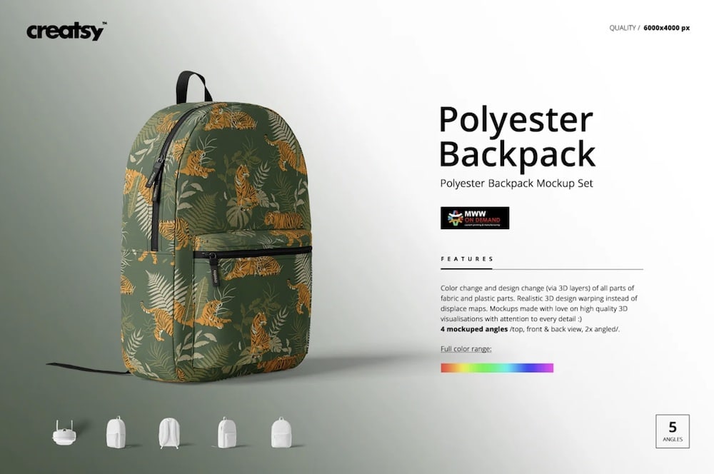 polyester backpack psd mockup set