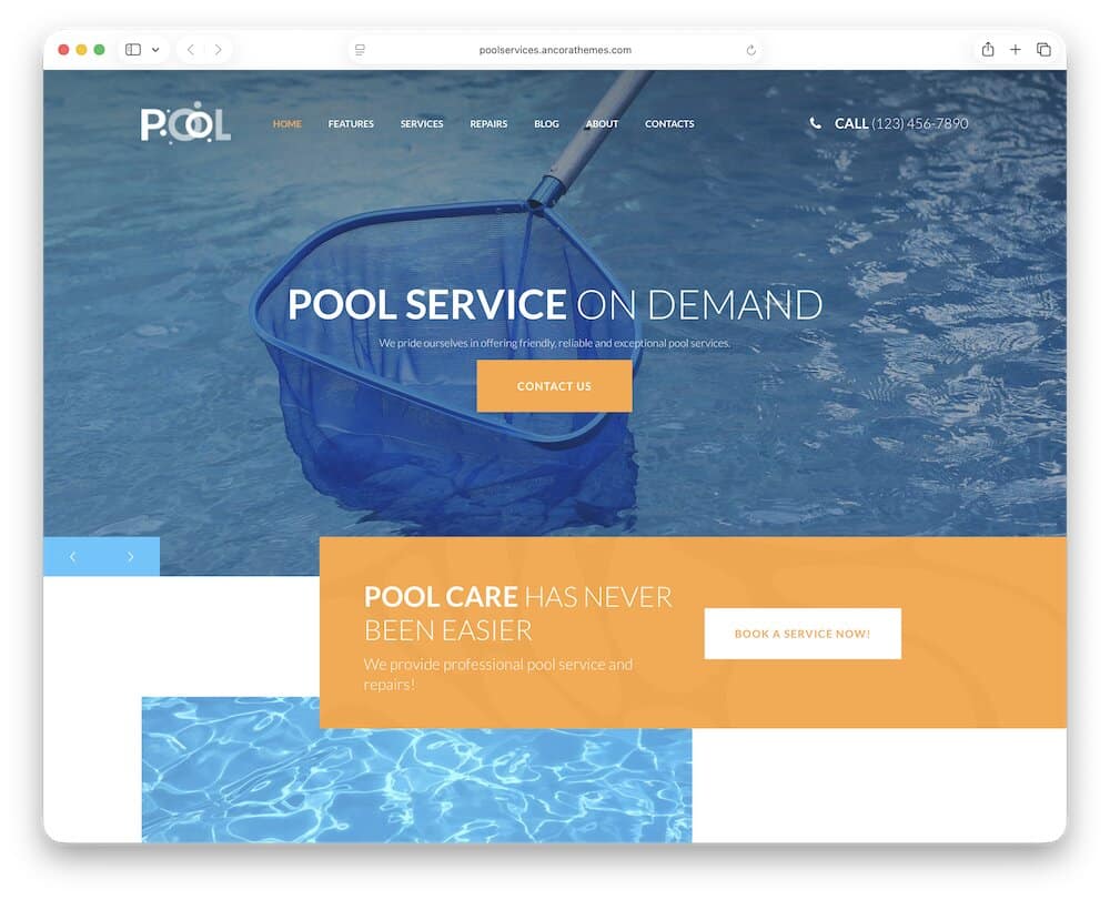 pool service pool cleaning wordpress theme