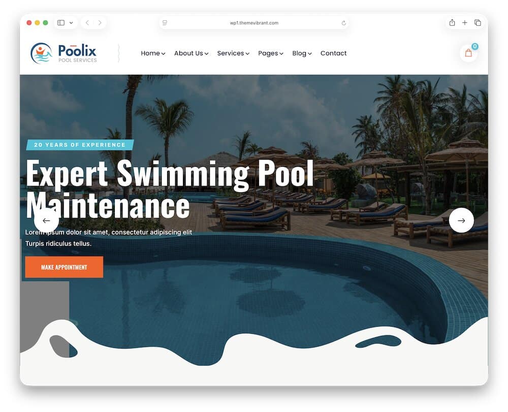 poolix pool cleaning wordpress theme