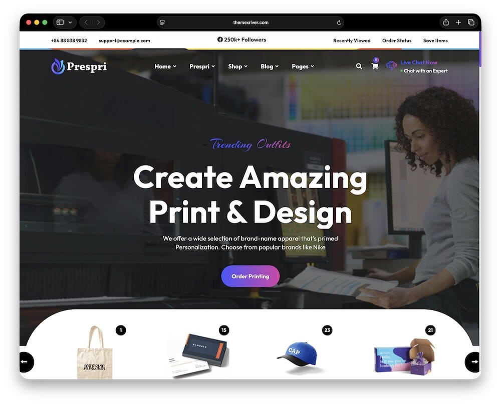 prespri print shop wordpress theme