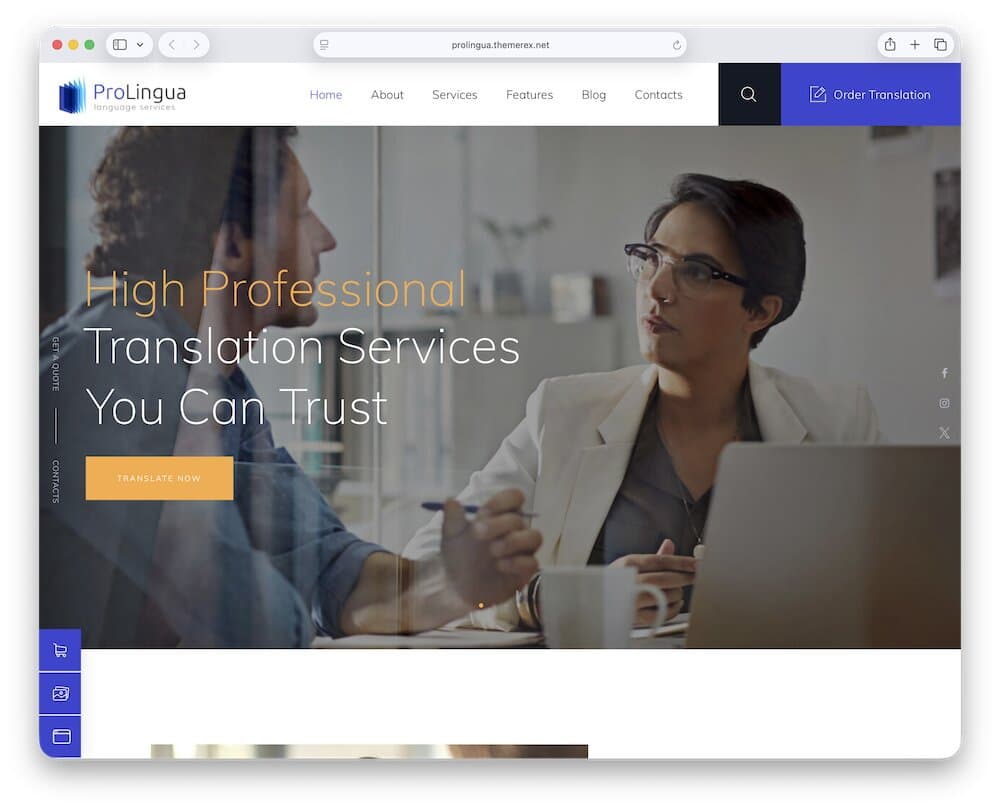 prolingua translation agency wordpress theme
