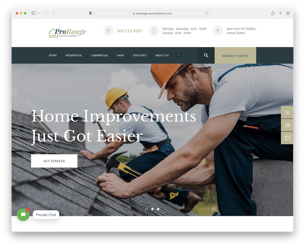 prorange construction renovation wordpress theme