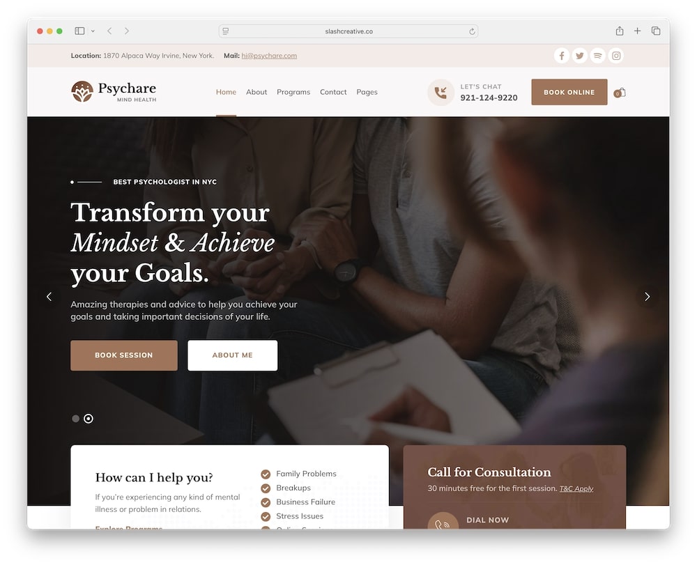 psychare mental health wordpress theme