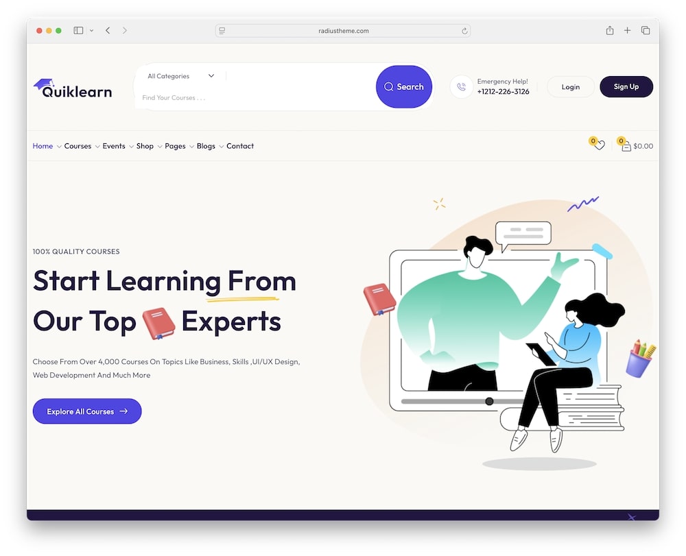 quiklearn wordpress theme test