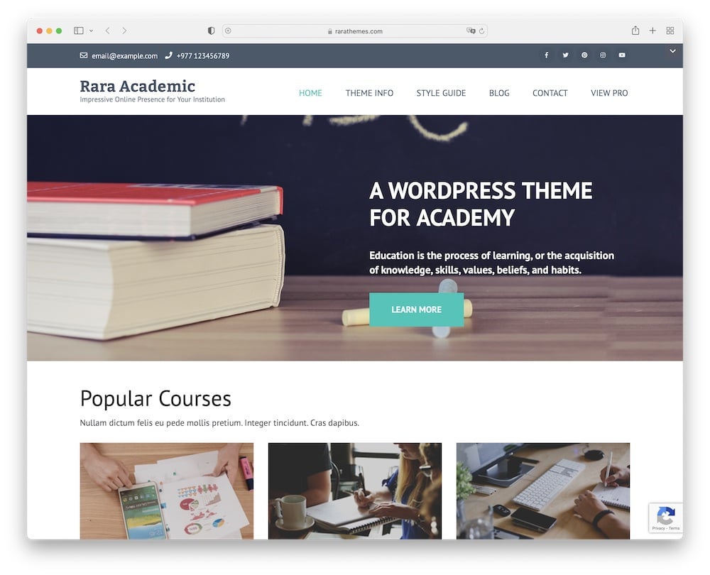 rara academic free wordpress theme