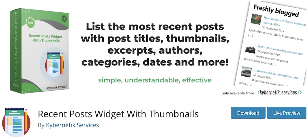 recent posts widget with thumbnails plugin