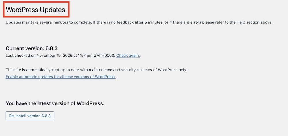 regular wp core theme plugin updates