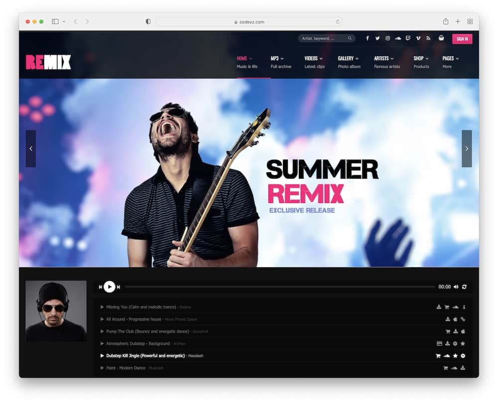 remix wordpress music theme