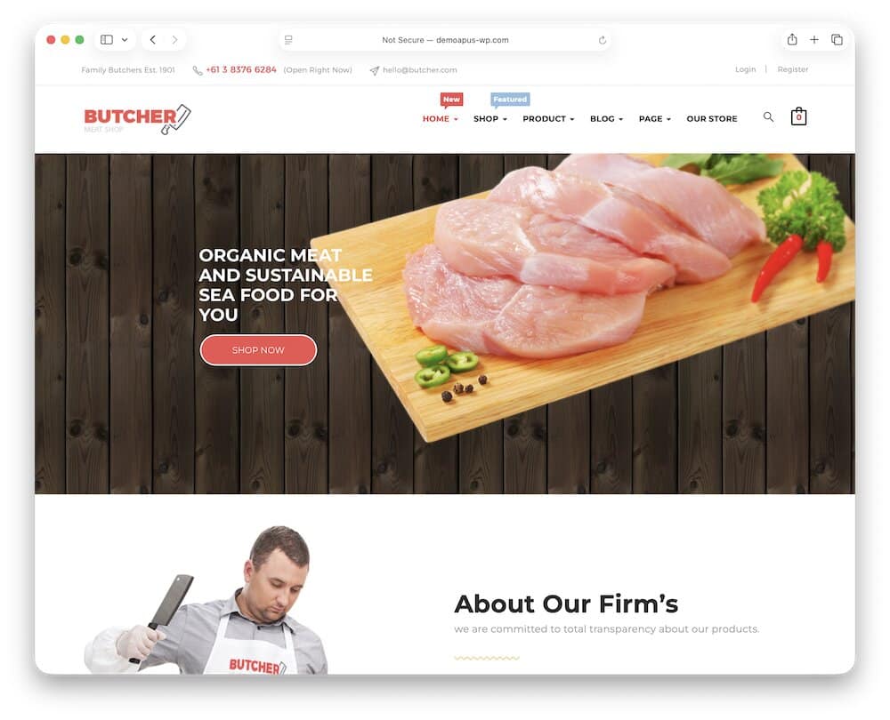 responsive butcher wordpress theme