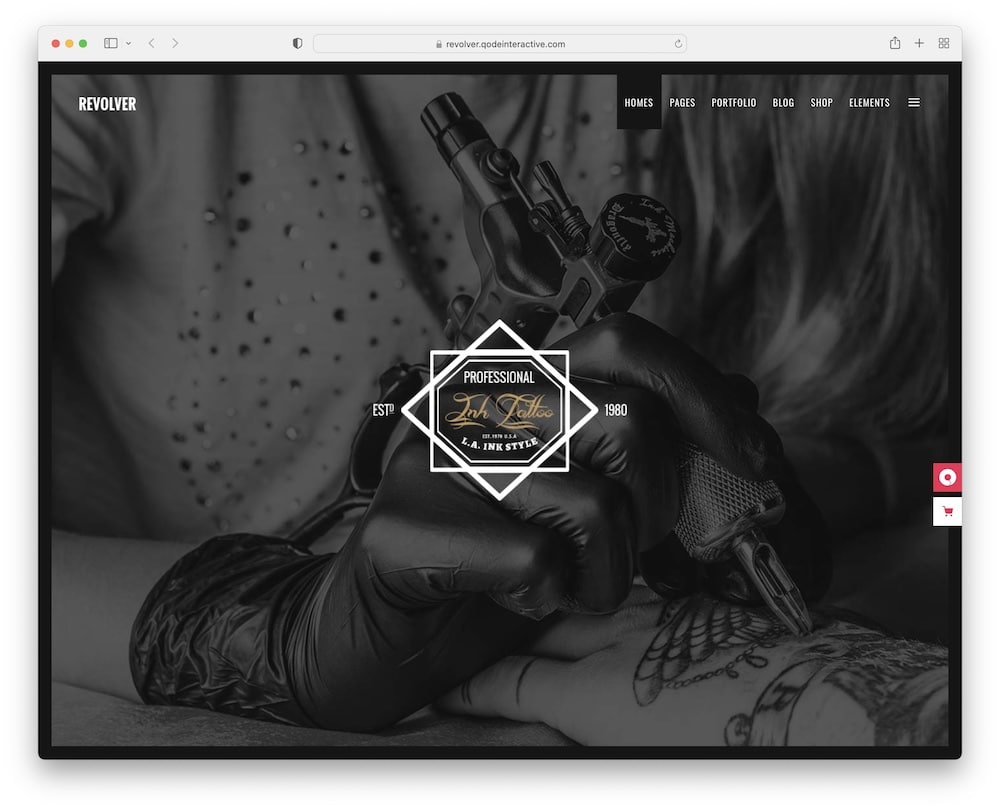 revolver tattoo barbershop wordpress theme