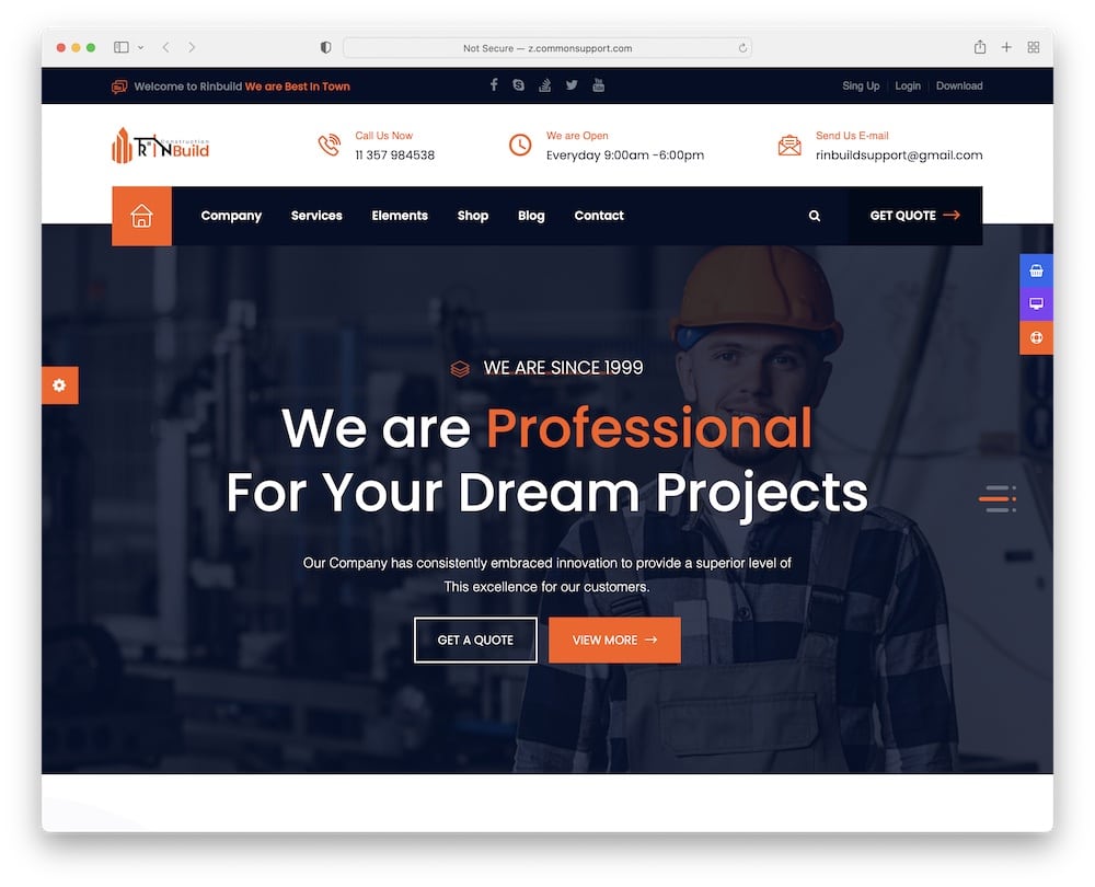 rinbuild construction building wordpress theme