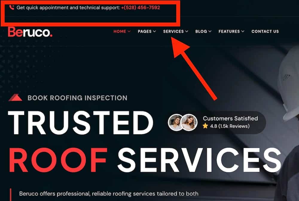 roofing phone ctas that are easy to find