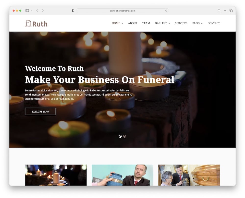 ruth wordpress funeral theme