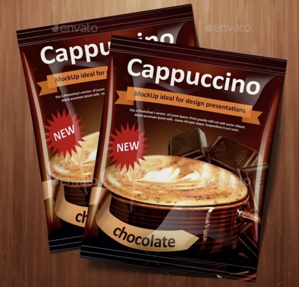 sachet foil coffee bag package mockup